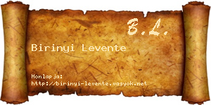 Birinyi Levente névjegykártya